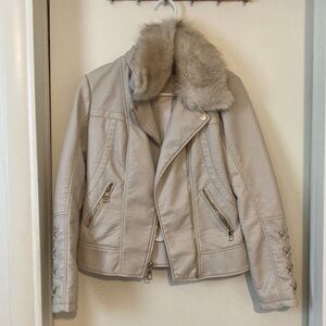 NWOT Guess Leather Jacket with Fur Collar